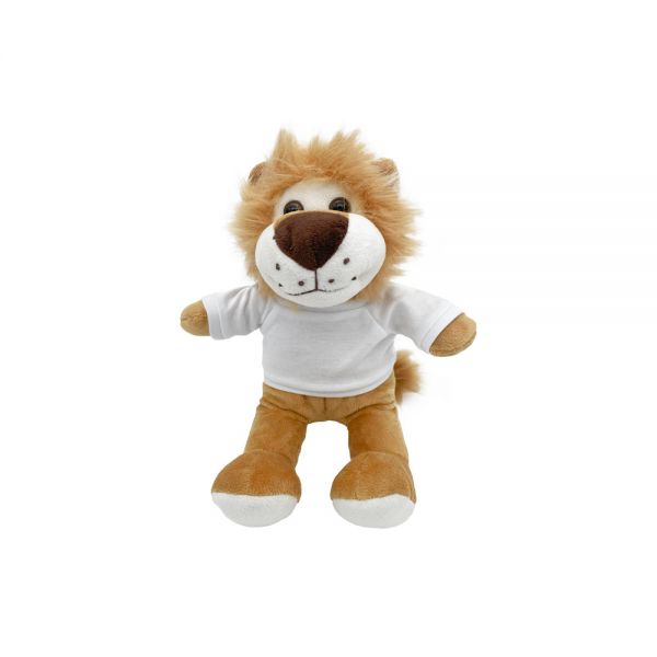 Peluche Lion + T-shirt blanc - Hauteur 21cm